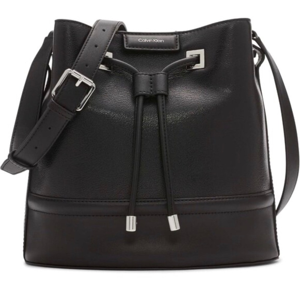 Calvin Klein Ash Drawstring Adjustable Bucket Bag Purse in Black ~New with tags~